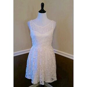 Short Ivory White Lace Wedding Formal Dress Low Back by Alythea from ModCloth